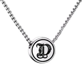 Polished silver titanium steel necklace featuring a gothic letter D pendant and box chain - Letter D