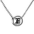 Silver stainless steel necklace with Gothic letter E pendant and polished box chain - Letter E