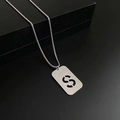 Silver stainless steel box chain necklace featuring a hollow rectangular letter S pendant - Letter S