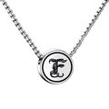 Polished titanium steel necklace with letter F pendant on silver box chain - Letter F