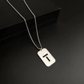 Minimalist titanium steel necklace featuring a rectangular T-letter cutout pendant - Letter T