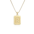 Collier vintage en acier titane doré avec pendentif lettre R et chaîne vénitienne - Lettre R / Or