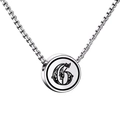 Minimalist silver stainless steel necklace featuring a round pendant with engraved number 6 - Letter G