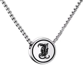 Titanium steel round pendant necklace with Gothic letter L on a silver box chain - Letter I