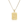 Collar con colgante rectangular dorado con letra U en relieve y textura radial - Letra U