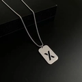 Polished stainless steel dog tag necklace featuring a hollowed-out letter X pendant - Letter X
