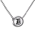 Silver stainless steel box chain necklace with gothic letter K coin pendant for men women - Letter K