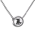Silver stainless steel box chain necklace with circular letter L pendant for men and women - L