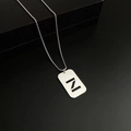Sleek silver titanium steel military tag necklace featuring a hollowed letter Z pendant - Letter Z
