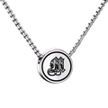 Silver stainless steel box chain necklace featuring a gothic letter M round pendant - M