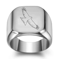 Polished silver eagle totem signet ring in stainless steel for men with retro punk style - US 5 / Steel