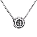 Titanium steel necklace featuring a polished silver round pendant with letter O engraving - Letter O