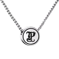 Titanium steel necklace featuring a round pendant with a black stylized letter P - Letter P