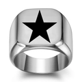 Bague chevalière en acier inoxydable poli pour homme avec un motif étoile noire audacieux - US 6 / Acier
