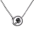 Titanium steel necklace featuring a round pendant with gothic letter S in silver finish - S
