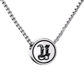 Silver stainless steel box chain necklace with round gothic letter U pendant disc - Letter U