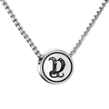 Silver titanium steel necklace with gothic letter D round pendant on box chain - Letter V
