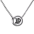Silver stainless steel box chain necklace with round coin pendant featuring letter W - Letter W