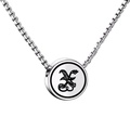 Silver stainless steel box chain necklace featuring a round pendant with letter X - Letter X