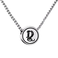 Silver titanium steel necklace with a gothic black letter D pendant on a white base - Letter Y
