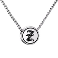 Polished silver titanium steel necklace with square box chain and gothic letter Z pendant - Letter Z