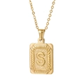 Collier pour hommes en acier inoxydable plaqué or 18K avec pendentif lettre S - Style Lettre S Dorée (S)