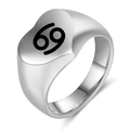 Anillo de corazón en acero inoxidable pulido plata con símbolo del zodiaco de Cáncer - Talla 6 / Cáncer / Color acero