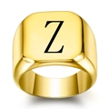 Polished gold square signet ring featuring a black serif letter Z on the face - Size 6 / Style Z