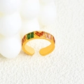 French vintage adjustable ring with gold band and colorful heart-shaped zircon stones - Orange Heart Rhinestone Style (k-02)