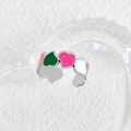 Silver stainless steel open ring with colorful enamel heart patterns for women and men - Front Back Heart Pink Green Style (k-14)