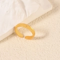 Minimalist gold open ring featuring circular engraved details and a sleek polished finish - Plain Loop Slash Style (k-09)