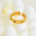Elegant gold open ring featuring embossed floral patterns on a matte metallic finish - Simple Flower Style (k-06)