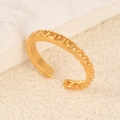 Fashion gold plated open ring featuring square yellow zircon in a half chain design - Apricot Rhinestone Half Chain Style (k-03)