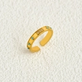 Gold open adjustable ring featuring light blue and white micro-set zircon stones - Lake Blue Round Rhinestone Style (k-04)