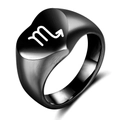 Anillo minimalista de corazón negro con signo zodiacal Escorpio en acero de titanio - Talla 6 / Escorpio / Negro