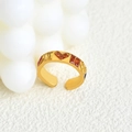 Gold plated open ring with colorful rectangular and heart shaped cubic zirconia stones - Five-Color Heart Rhinestone Style (k-02)