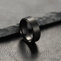 8mm zwarte roestvrijstalen ring met geborsteld oppervlak en gepolijste afgeschuinde randen - Zwart Mat