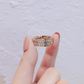Anillo de doble fila de circonitas en oro rosa y titanio, estilo de joyería de lujo mínimo - US 5 / Oro Rosa (Doble Hilera)