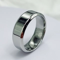 Bague minimaliste de 8mm en acier inoxydable argenté avec finition miroir polie - US 6 / Blanc Brillant
