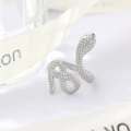 Silver snakeskin pattern adjustable open ring with detailed scale texture for women - Snake Style (118 Steel Color)