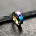 Polished stainless steel 6mm ring with vibrant rainbow iridescent electroplated finish - 6 / 6mm / Colorful