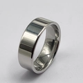 Polished silver stainless steel ring with a 6mm flat top surface and a glossy finish - 6 / 8mm / White