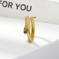Adjustable golden snake-shaped open ring featuring detailed scale texture and oil-pressure finish - Snake Style (119 Gold Color)