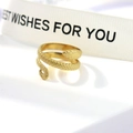 Adjustable golden snake ring featuring detailed scale texture and wrap-around design - Snake Style (120 Gold Color)