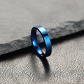 Minimalist 6mm dark blue matte stainless steel ring with a smooth flat surface for couples - 6 / Polished Simple Style / 4mm / Blue