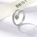 Adjustable silver snake ring with detailed scale texture and wrap-around minimalist design - Snake Style (121 Steel Color)