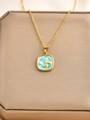 Collana in acciaio al titanio dorato con ciondolo in smalto blu, perla e coda di pesce - Coda di Pesce Giallo Oro