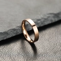 Polished rose gold stainless steel 6mm flat band ring for men and women - 6 / 4mm / Rose Gold