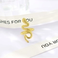 Adjustable golden snake ring featuring hammered texture and a multi-layered serpent design - Snake Style (122 Gold Color)