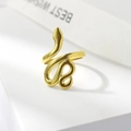 Minimalist adjustable golden snake ring featuring an elegant matte frosted finish - Snake Style (123 Gold Color)